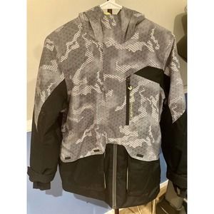 Obermeyer Teens ~Large (14-18) Full Zip Grey/Black Hooded Ski Jacket